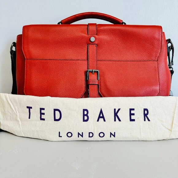 LIKE NEW TED BAKER LONDON COLOR BY NUMBERS BURNT ORANGE LAPTOP MESSENGER BAG